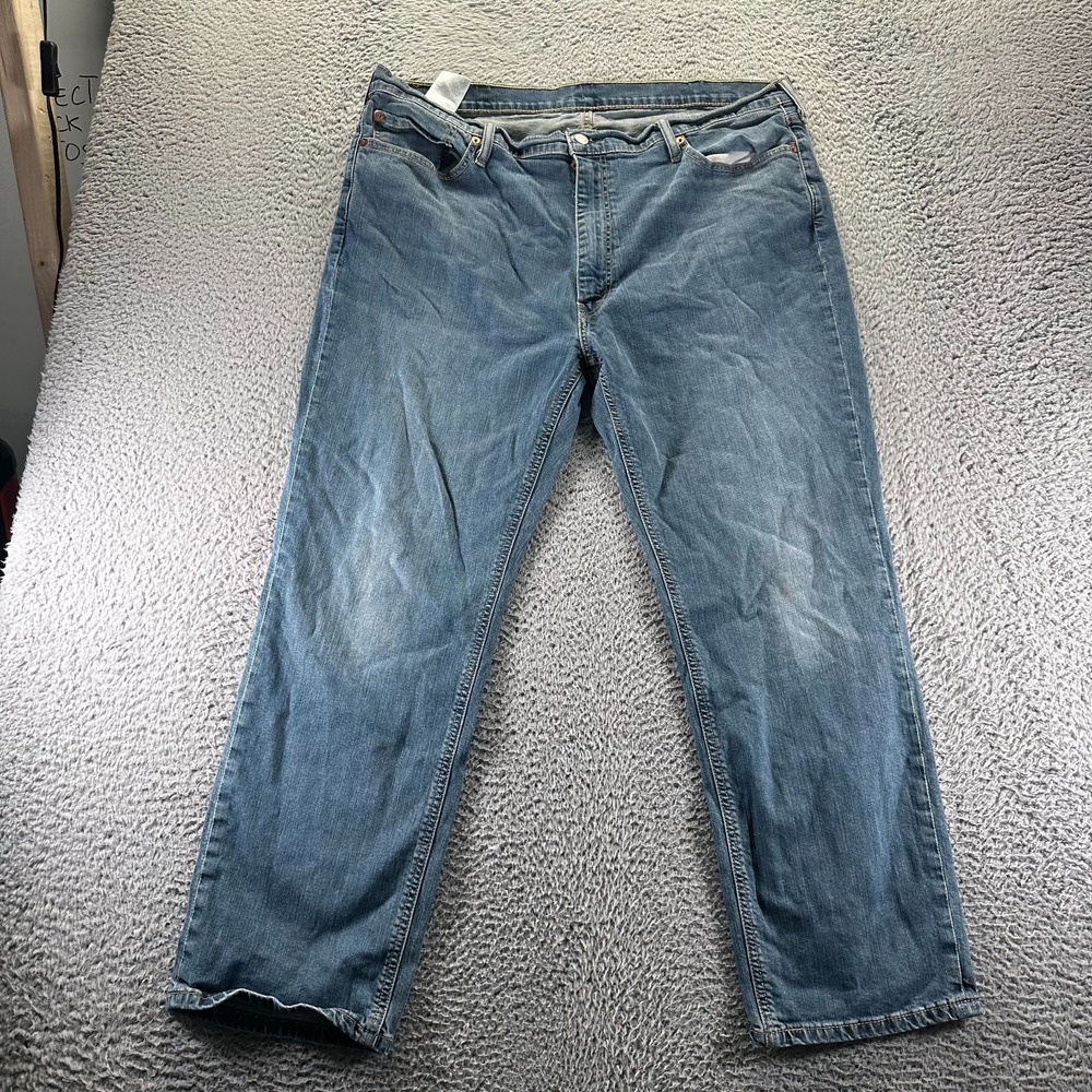 Levi's 541 Jeans Mens 42x30 Blue Denim Straight Leg Baggy Stretch Workwear Faded